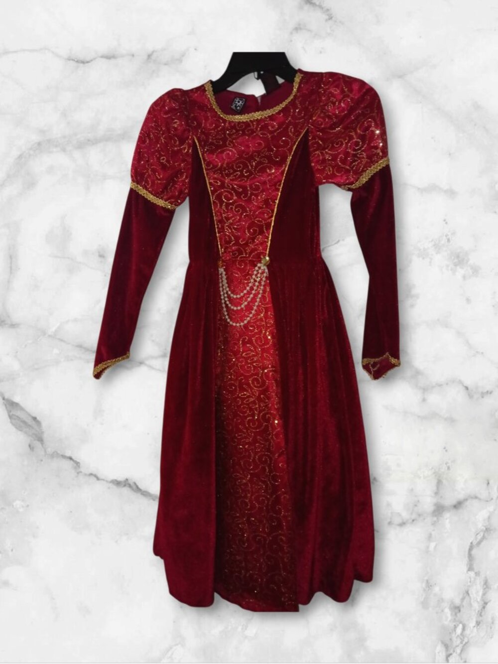 Women's Renaissance Princess Costume Dress Red & Gold Size 7-8